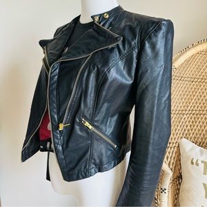 COMME USA Faux Leather Moto Jacket, Black, Women’s L 🖤🏍️